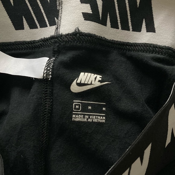 Nike Black & White Cotton Leggings Sz M - Picture 2 of 2
